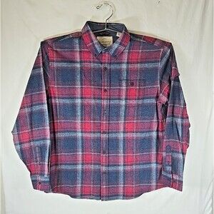 Original Weatherproof Vintage Men's Flannel Shirt XL Red and Blue Plaid Warm